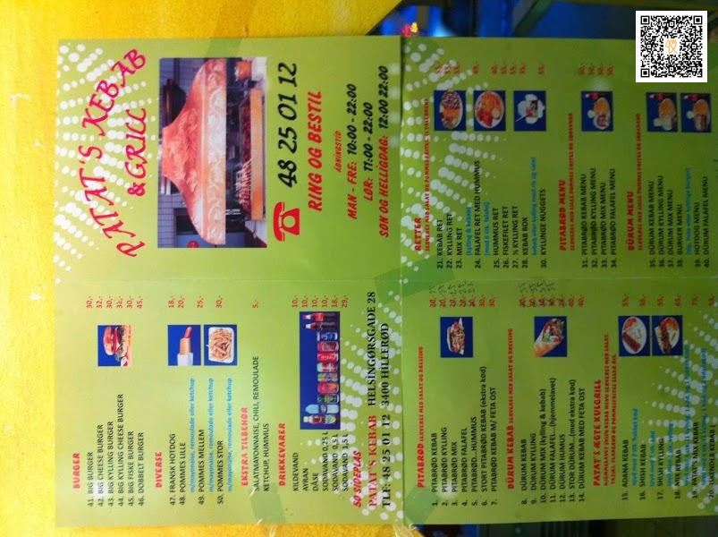 Patats Kebab Menu