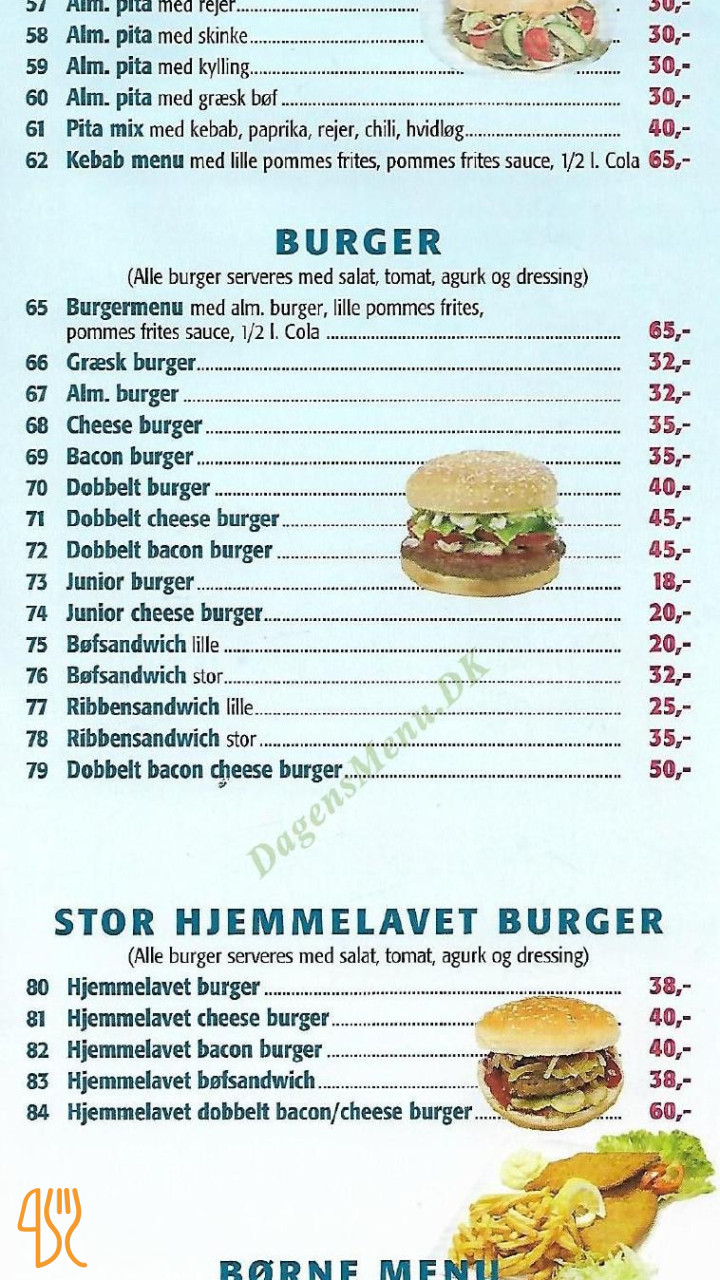 Tuse Naes Pizza Menu