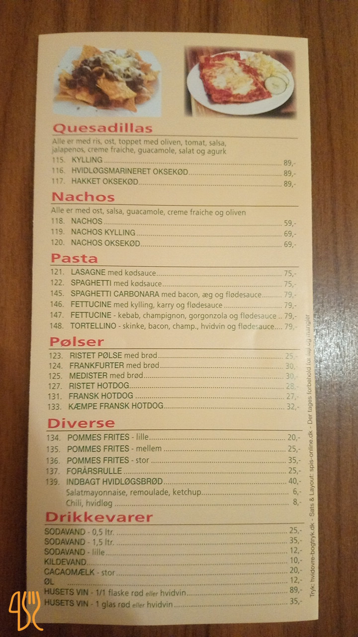 Skibby Pizza Og Grill Menu