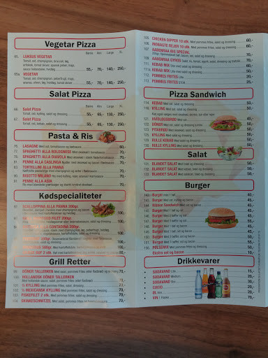 Tondervejs Pizza Menu