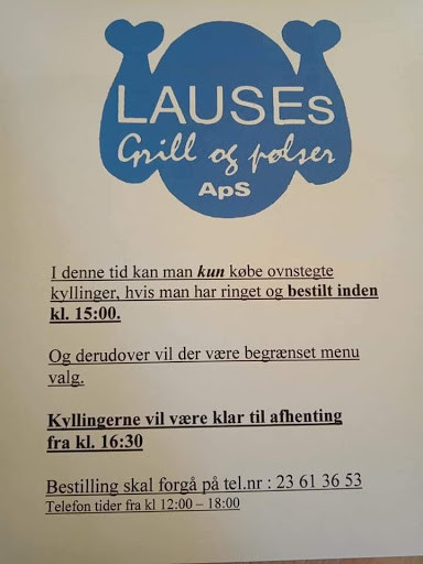 Lauses Grill Menu