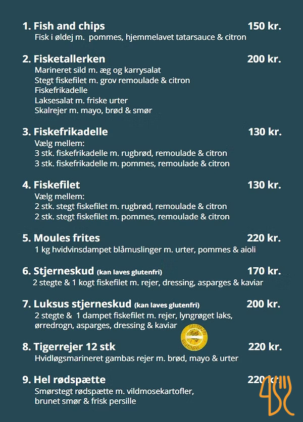 Klausen Fisk Skaldyr Menu