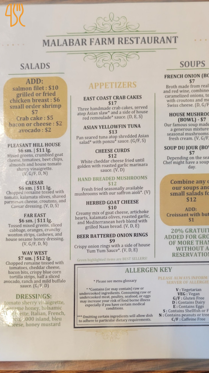 Bella Rosa Menu