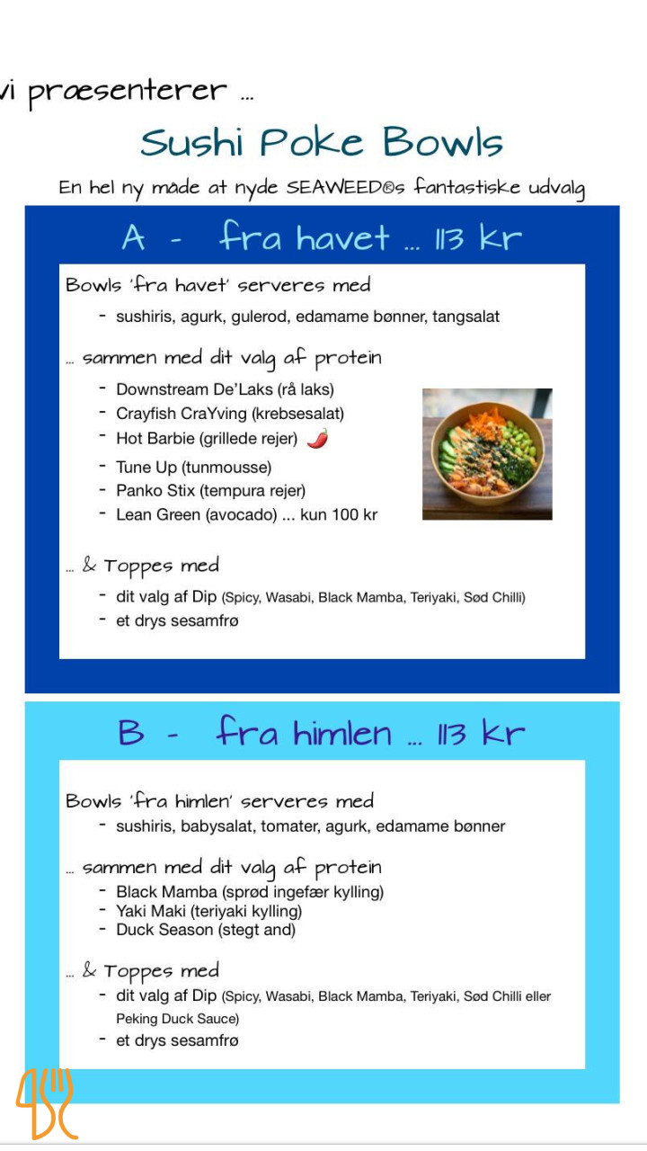 Seaweed Menu