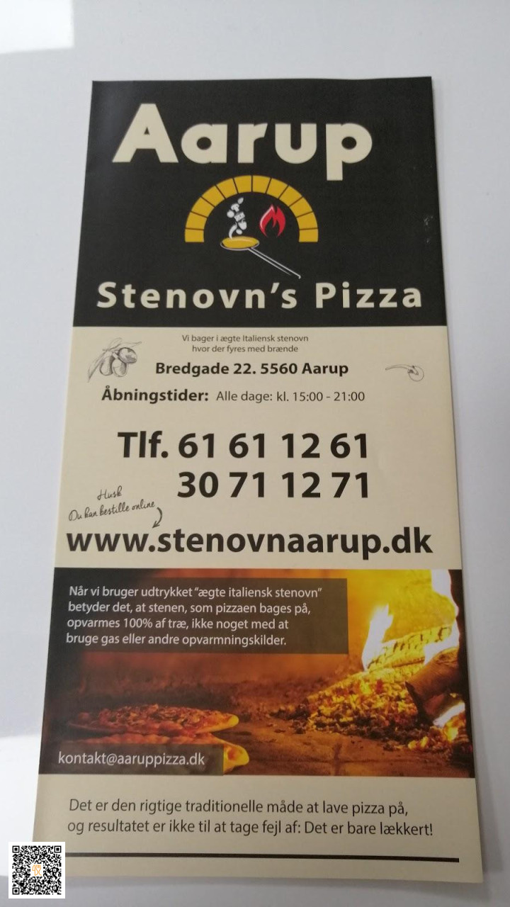 Aarup Stenovns Pizza Menu