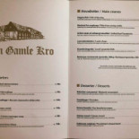 Den Gamle Kro Menu