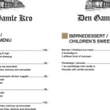 Den Gamle Kro Menu
