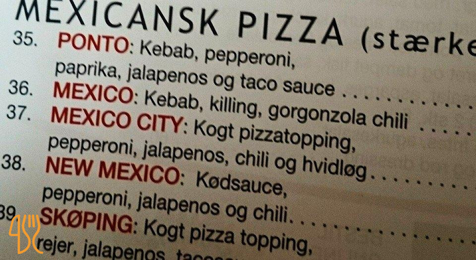 Dalmose Pizzaria Menu