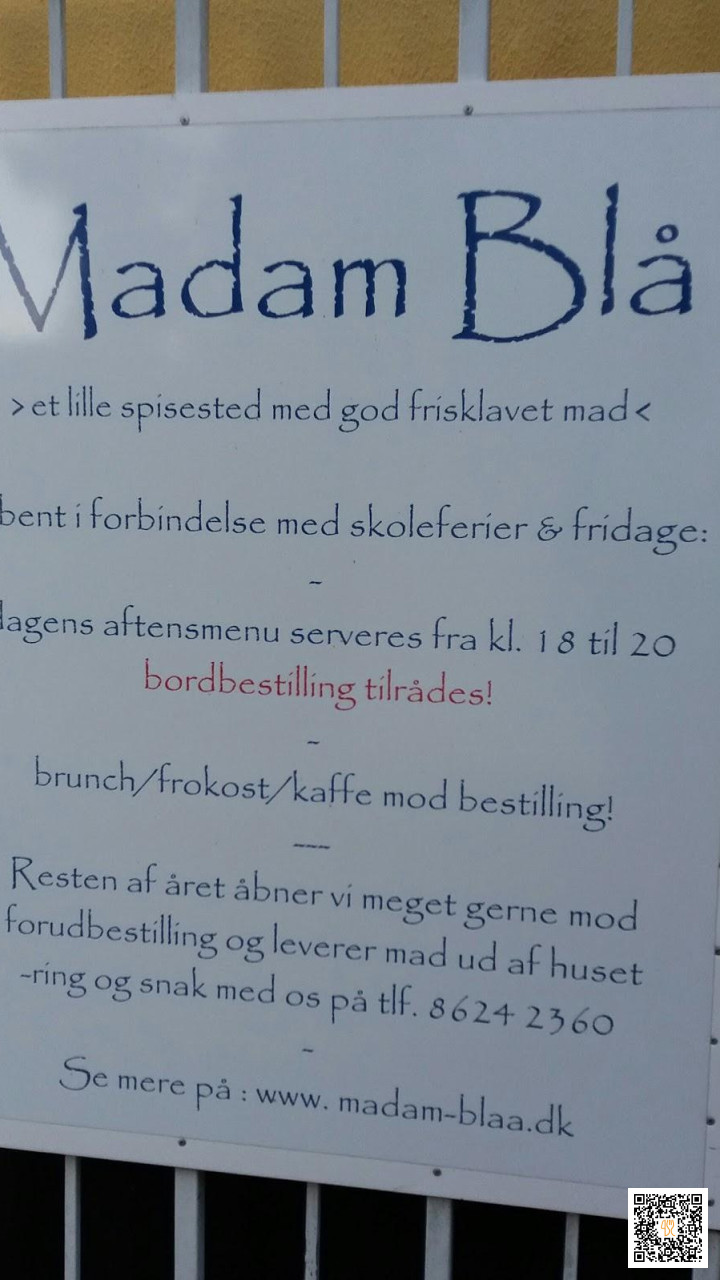 Madam Blå Menu