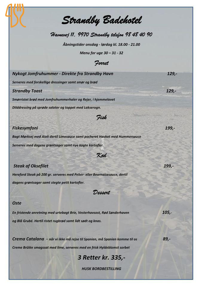 Divan I Strandby/rue Decov Menu