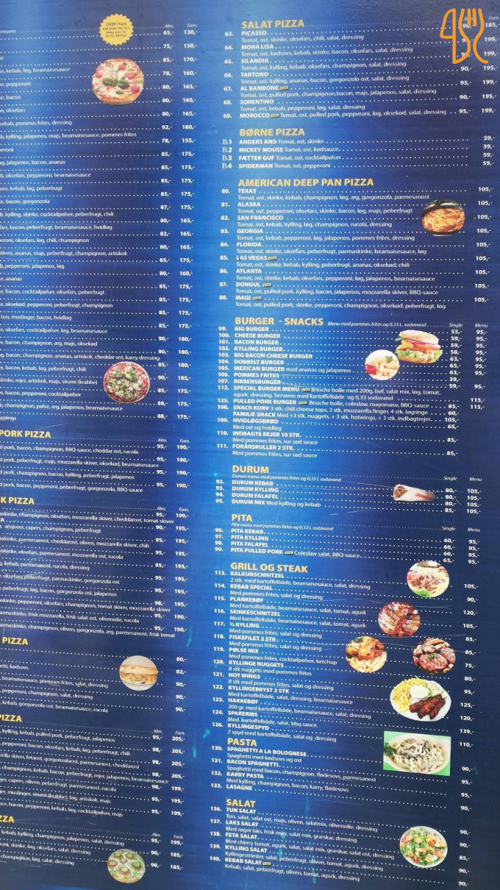 Hune Pizza Menu