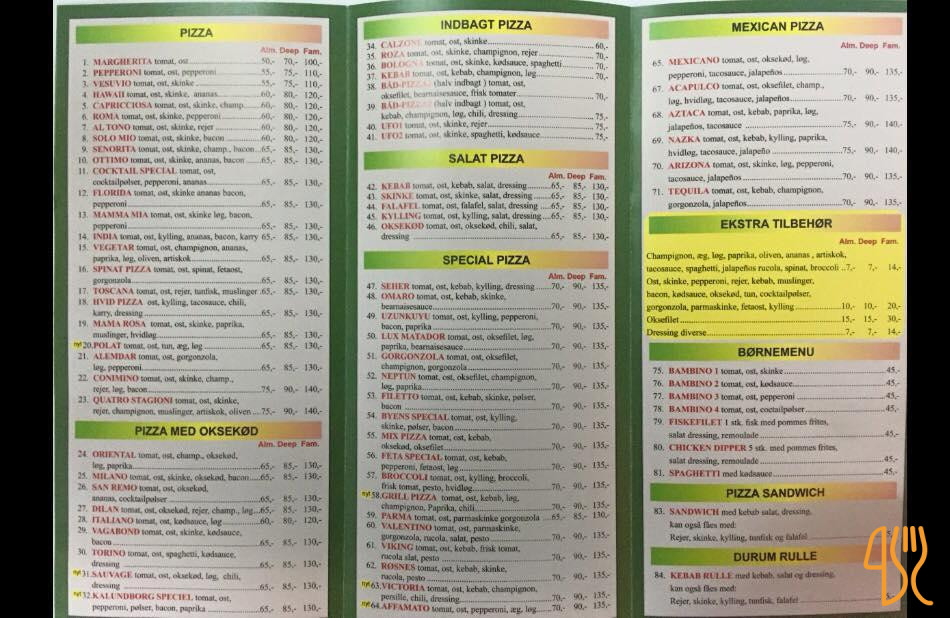 Byens Pizza Grillbar Menu