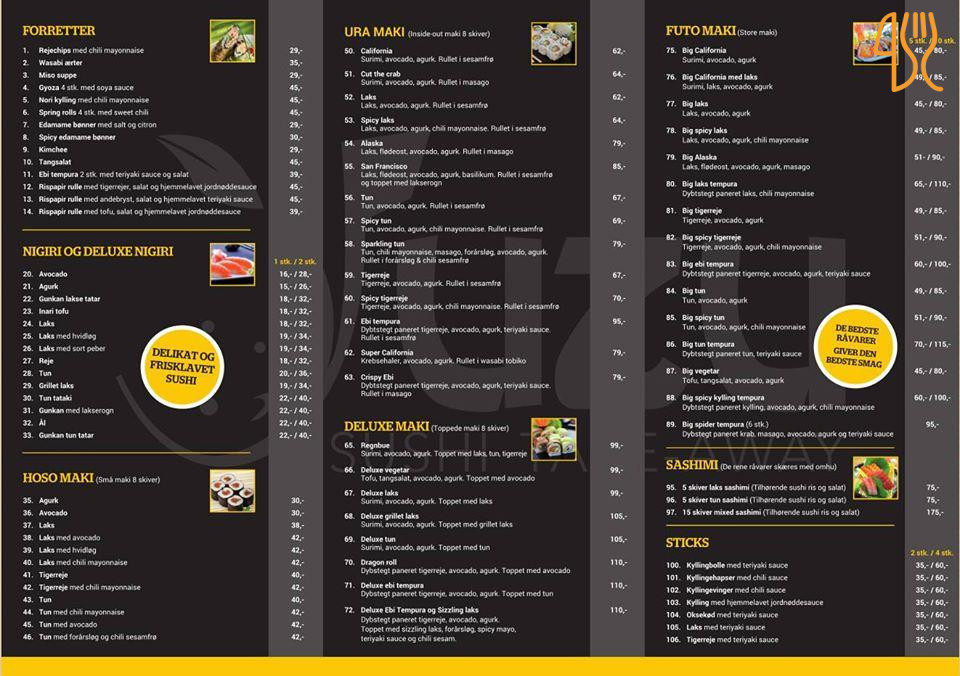 Yuzu Sushi Menu