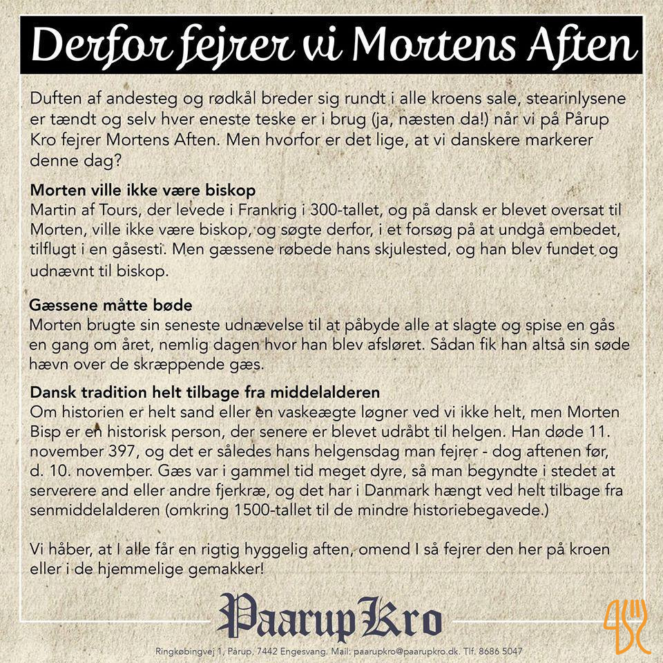 Pårup Kro Menu