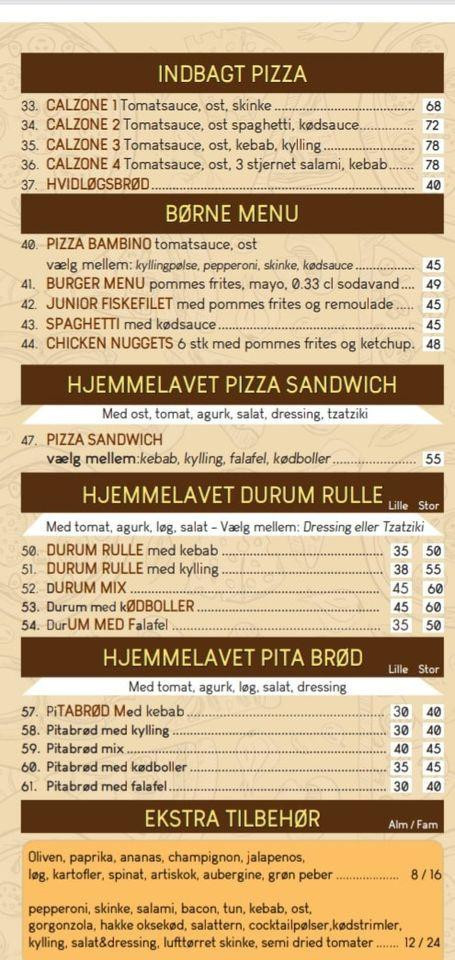 Sam‘s Pizza Menu