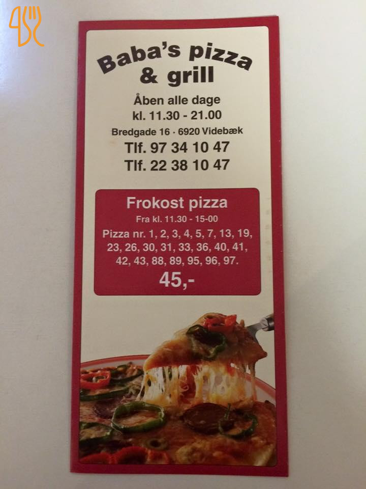 Babas Pizza Og Grill Menu