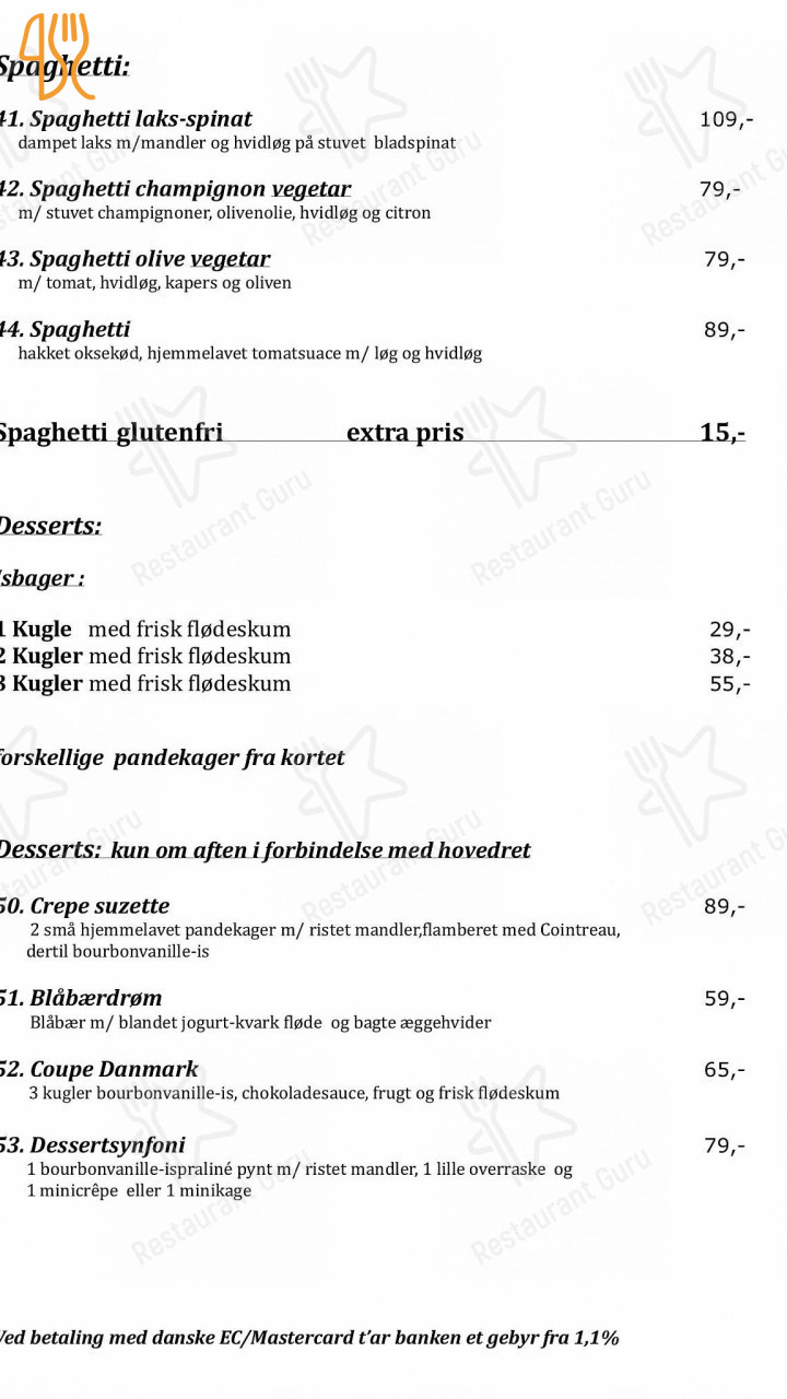 Star Cafe Menu