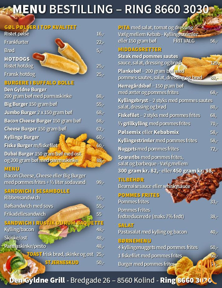 Den Gyldne Grill Menu
