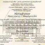 Erik Menveds Kro Menu