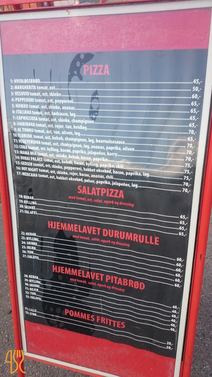 Gedser Pizzaria Menu