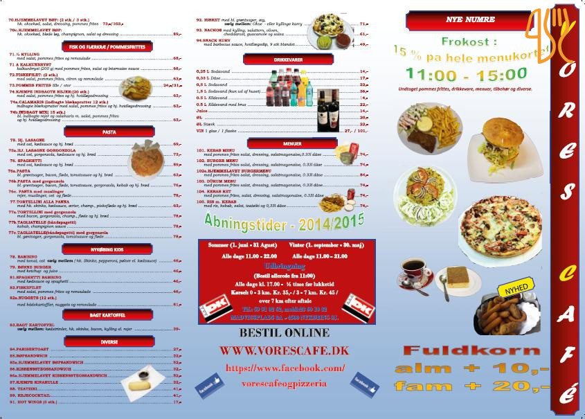 Vores Cafe Menu