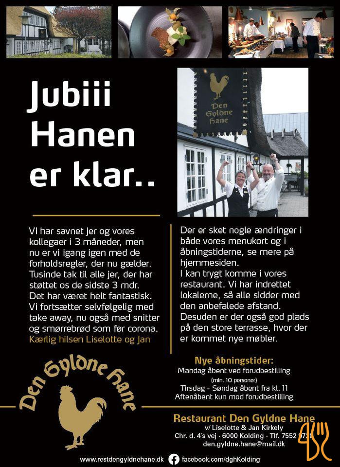 Den Gyldne Hane Menu