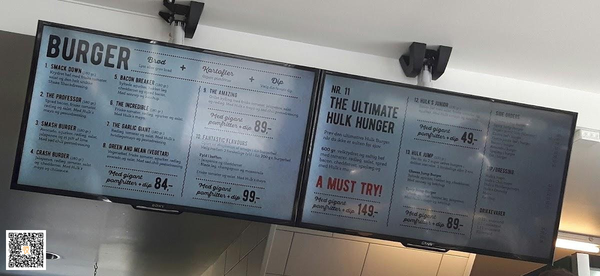 Hulks Burgerhus Menu