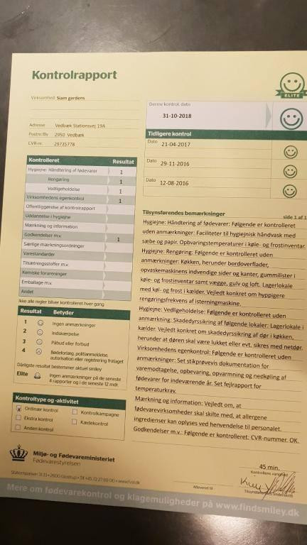 Siam Gardens Menu