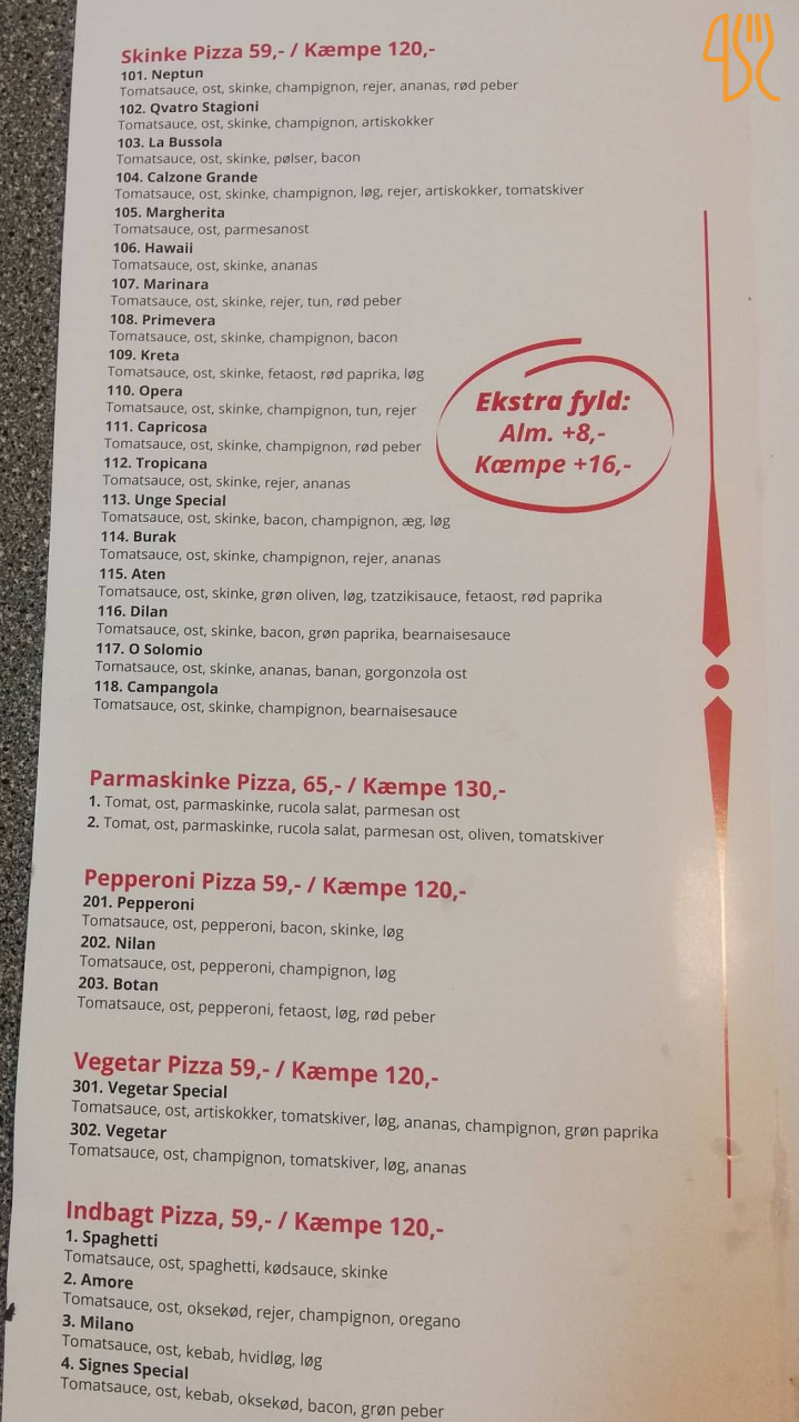 La Prima Menu