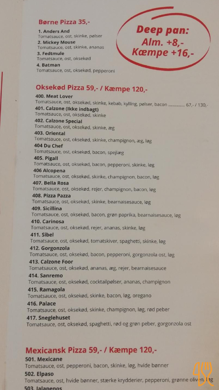 La Prima Menu