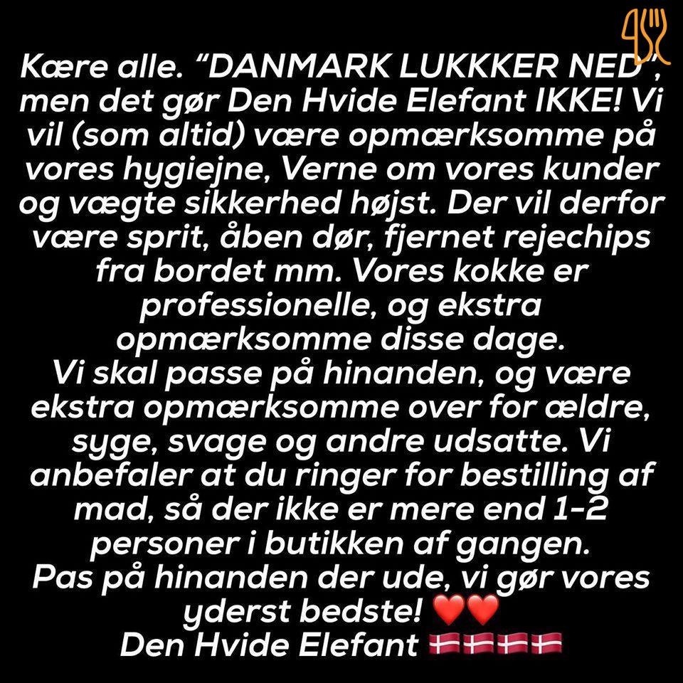 Den Hvide Elefant Menu