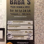 Baba's Pizzaria Menu