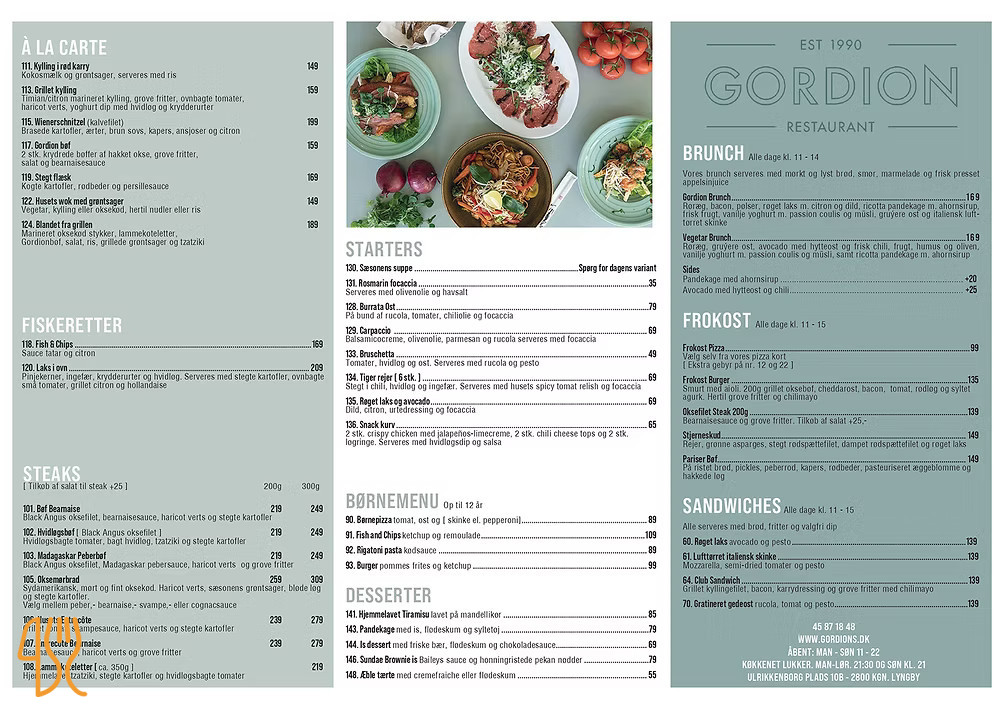 Gordion Café Menu