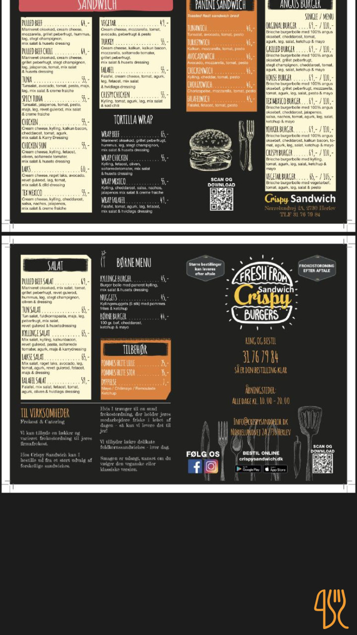 Crispy Sandwich Menu