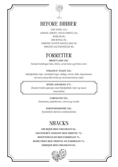 Strandpavillonen Menu