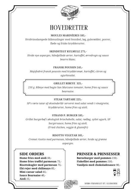 Strandpavillonen Menu