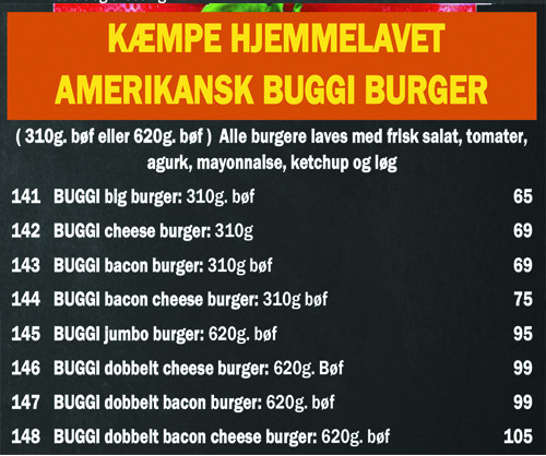 Vinderup Pizza Grill Menu