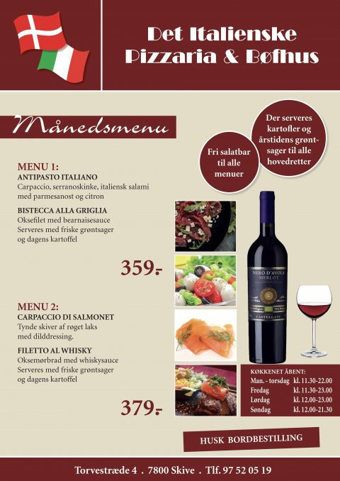 Det Italienske Bøfhus Menu