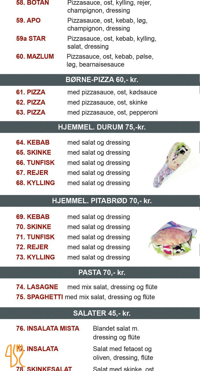 Pizza Kebabhouse Menu