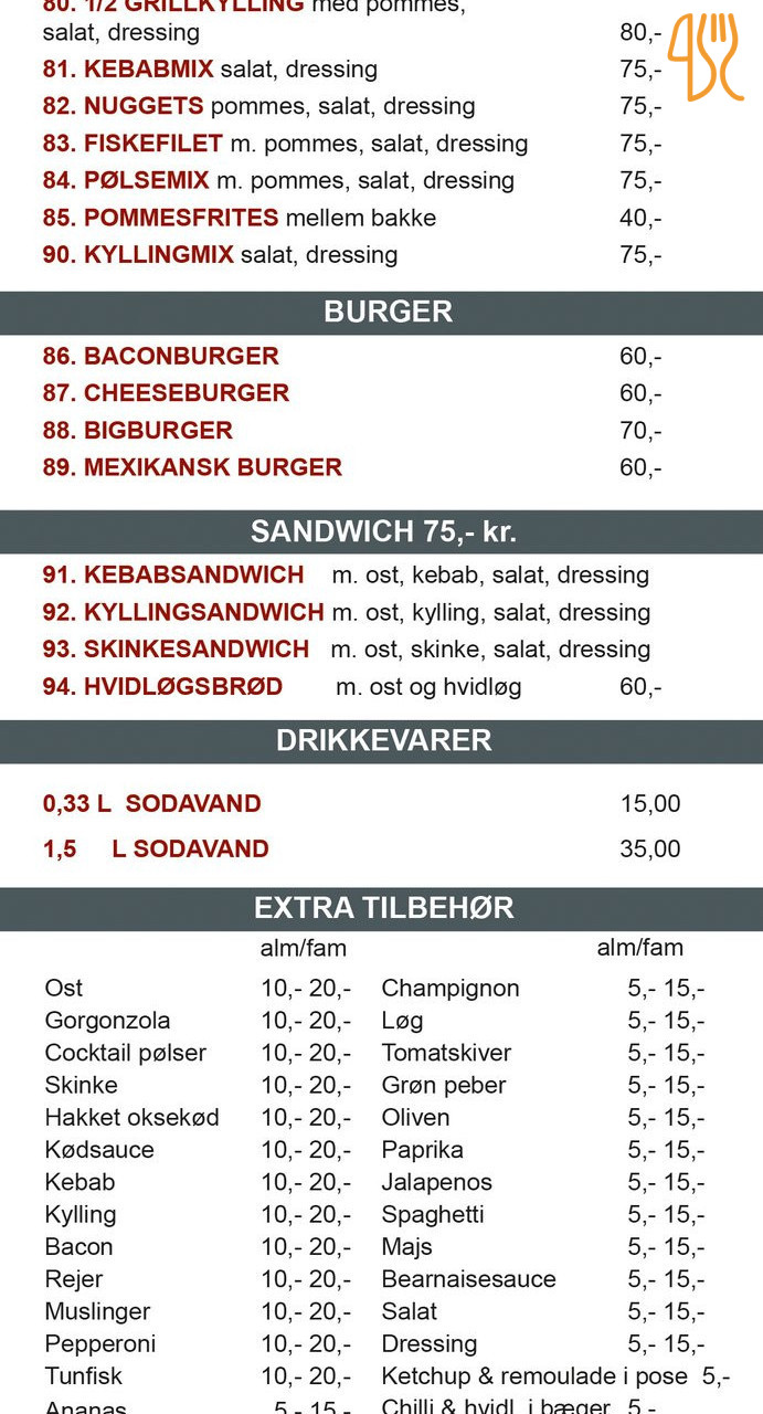 Pizza Kebabhouse Menu
