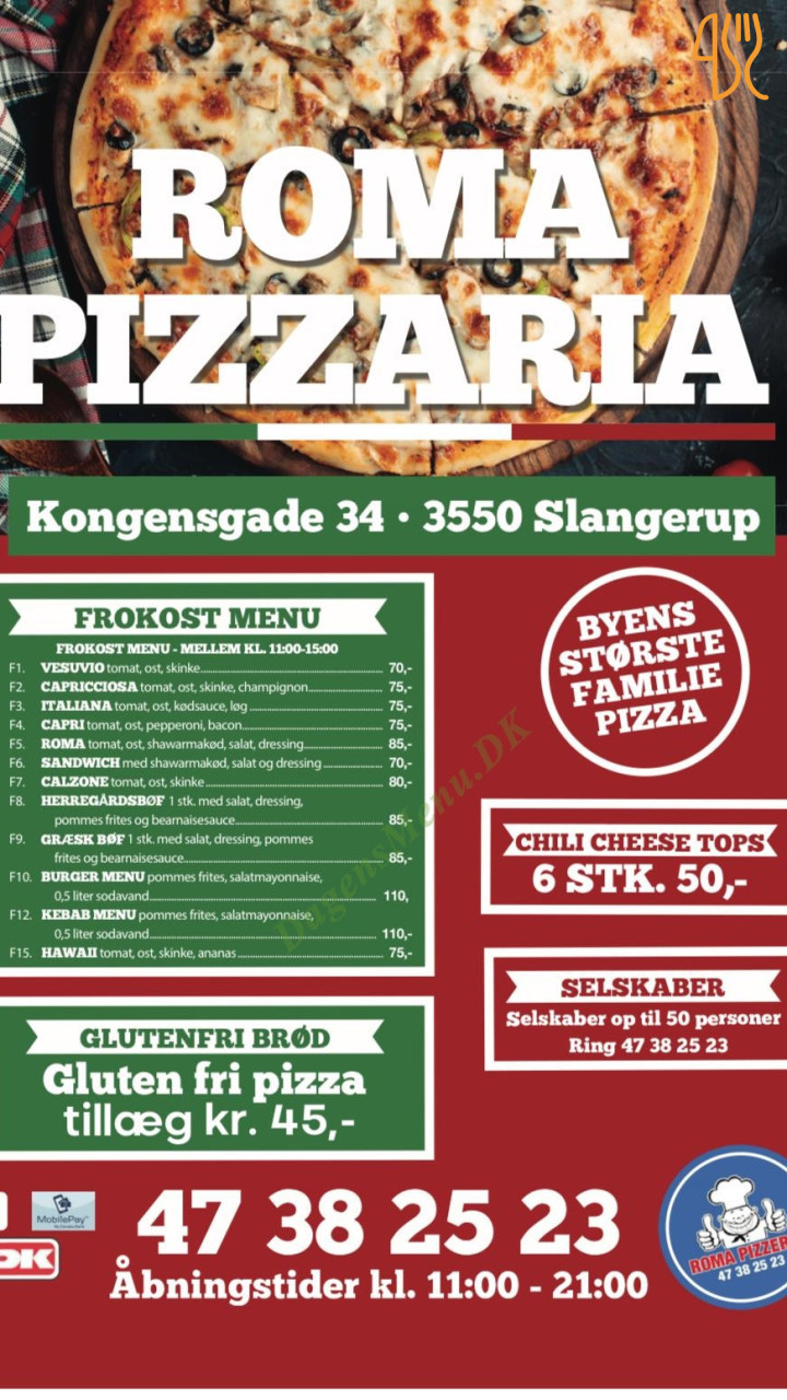 Roma Pizza Steak House Menu