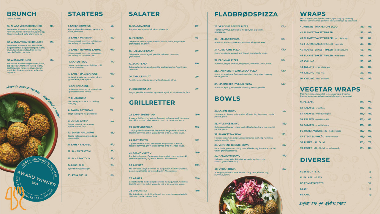 Ahaaa Menu