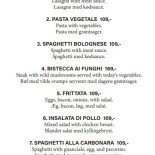 Sole D´italia Menu
