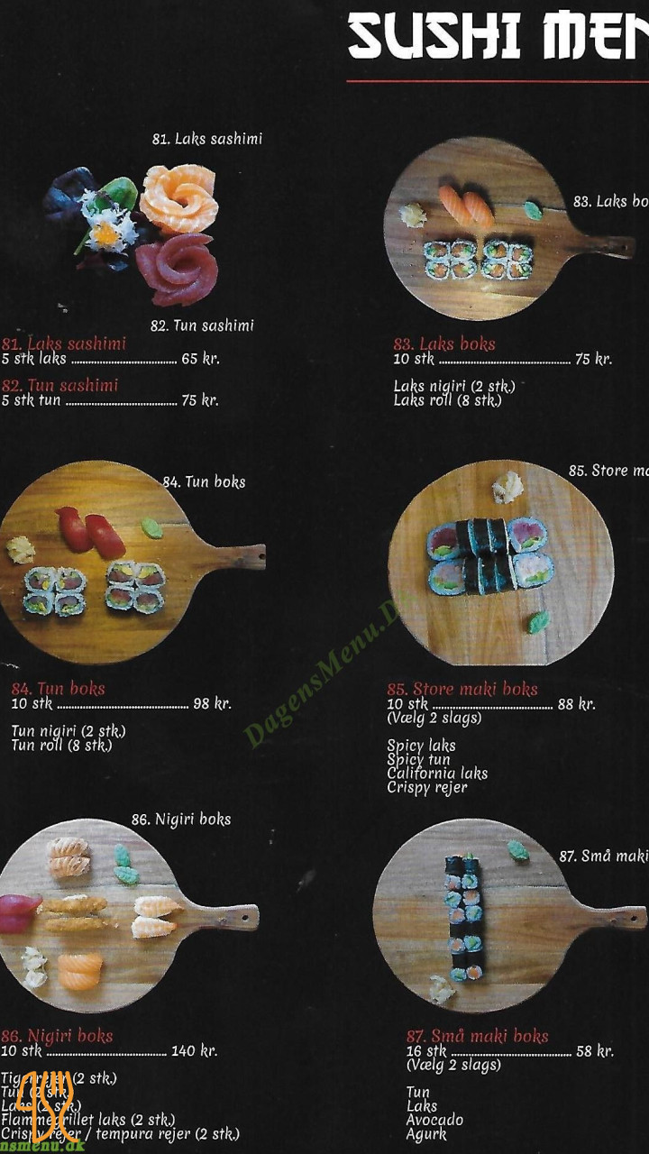 Hongyu Sushi Buffet Menu