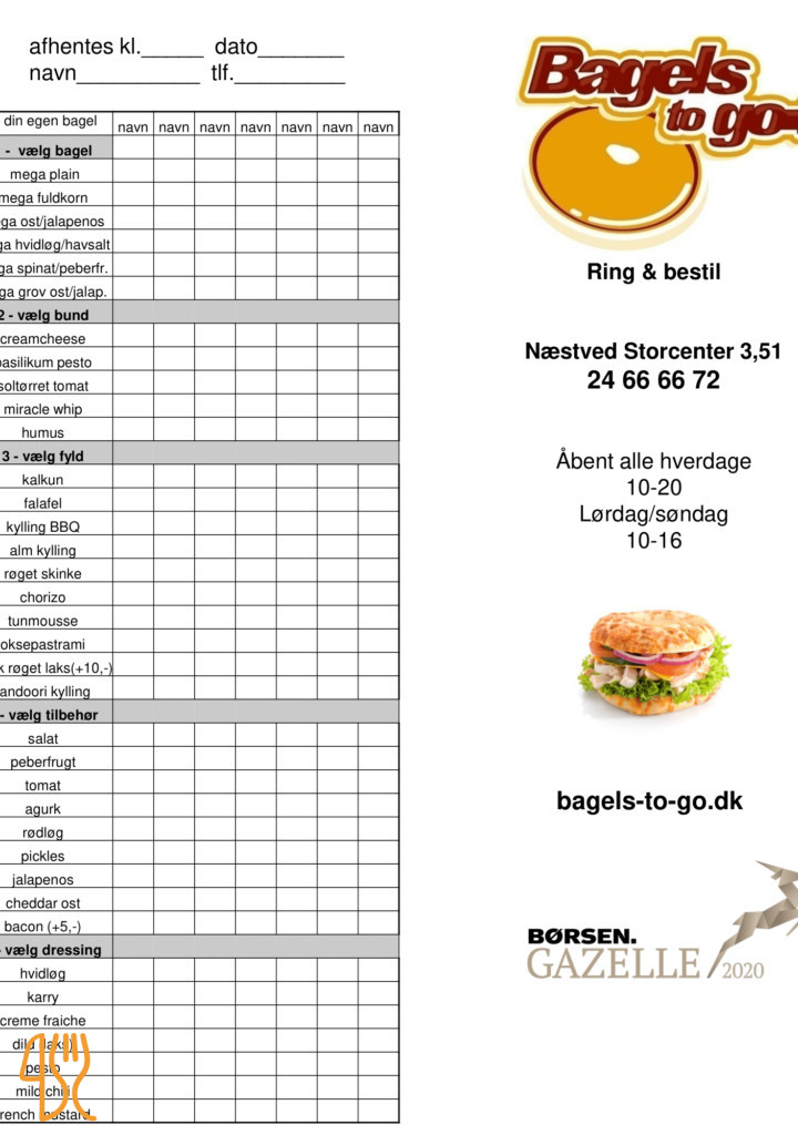 Bagels To Go Menu