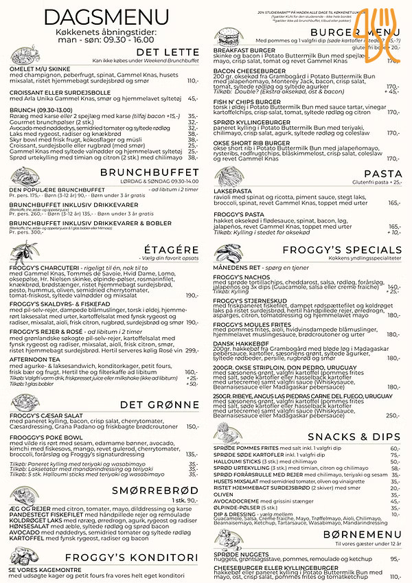 Froggy's Café Menu