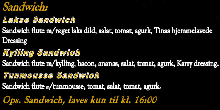 Cafe Stjernen Menu