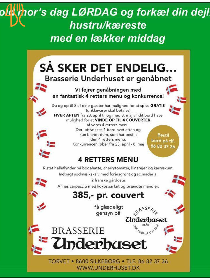 Brasserie Underhuset, Silkeborg Menu