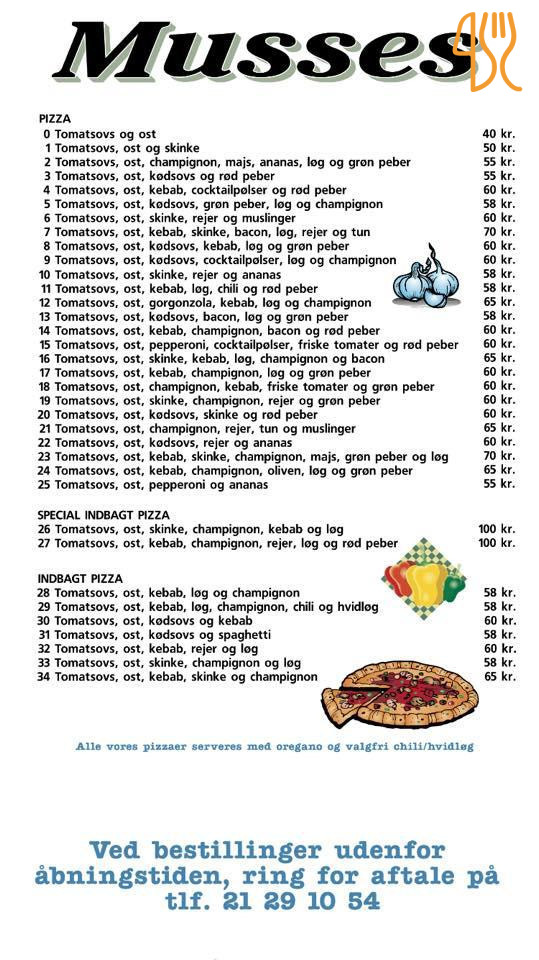 Musse's Pizza Kebab Menu