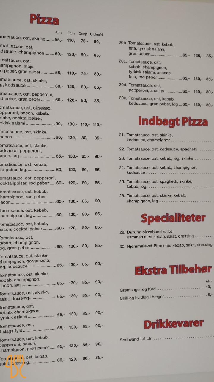 Alanya Pizza Menu